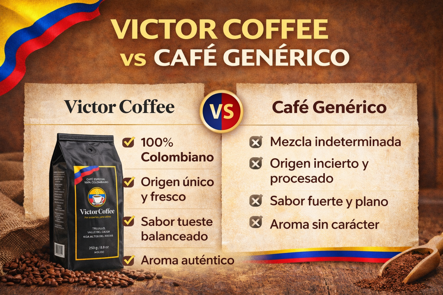 Victor Coffee – Colombian Ground Coffee, 8.8 oz (250 g)