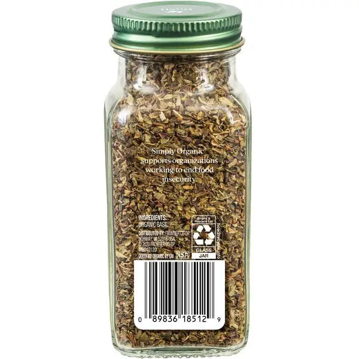 Simply Organic Pure Egyptian Basil Leaf, 0.54 Ounce Bottle, Cut and Sifted, Herbaceous and Aromatic, Popular on Pizza, Kosher