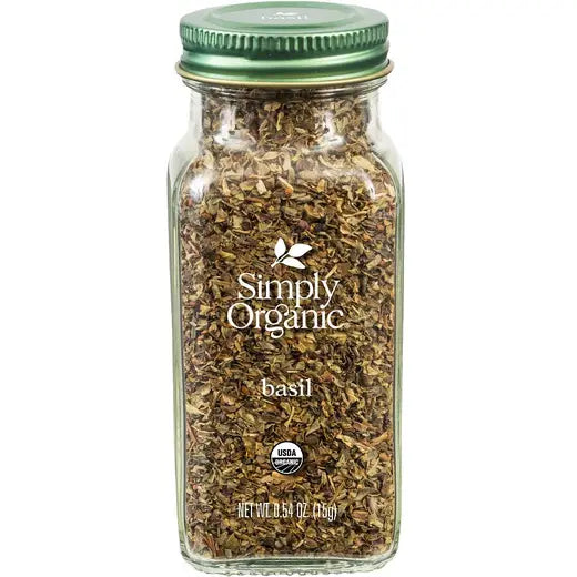 Simply Organic Pure Egyptian Basil Leaf, 0.54 Ounce Bottle, Cut and Sifted, Herbaceous and Aromatic, Popular on Pizza, Kosher