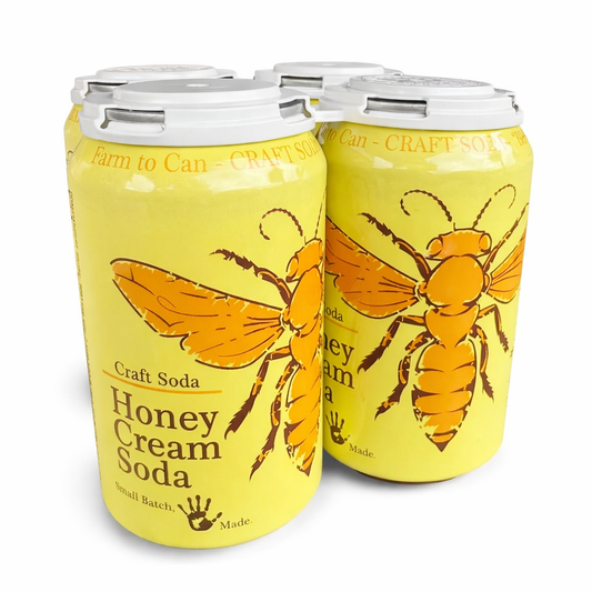 Honey Cream Soda Craft – Artisan Soft Drink with Honey (Pack of 4, 12 fl oz Cans)