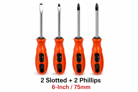 6 Inch Screwdriver Set (4 Pack) – Durable Steel Tips, Non-Slip Ergonomic Handle, Phillips & Flat Head – Home Improvement Hand Tools
