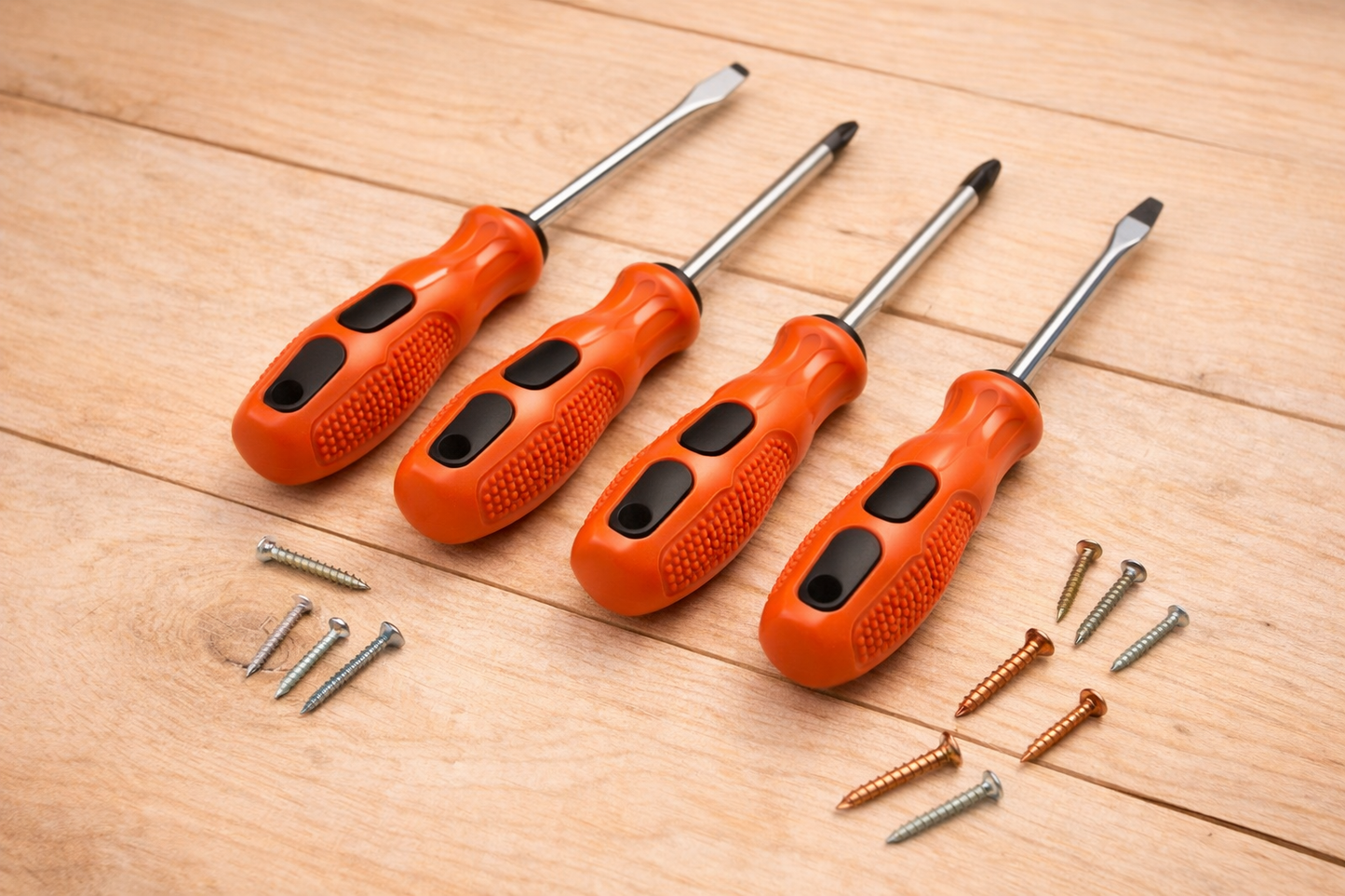 6 Inch Screwdriver Set (4 Pack) – Durable Steel Tips, Non-Slip Ergonomic Handle, Phillips & Flat Head – Home Improvement Hand Tools