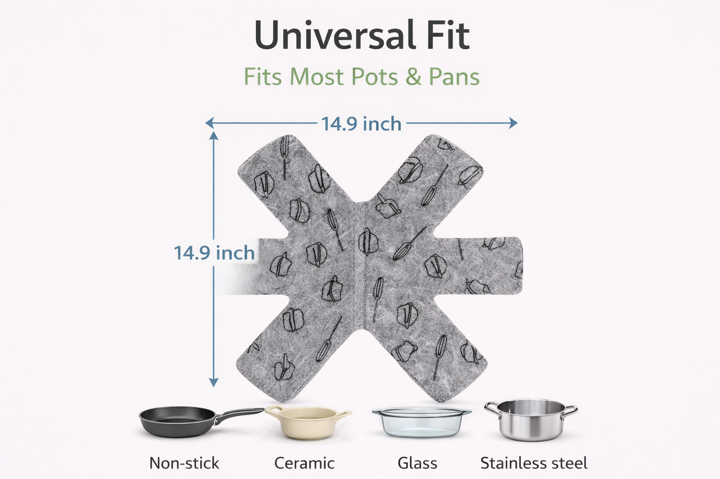 Pot & Pan Felt Protectors Set of 4 – Cookware Stackable Pads to Prevent Scratches, Non-Slip Pan & Pot Separators for Safe Storage and Space Saving