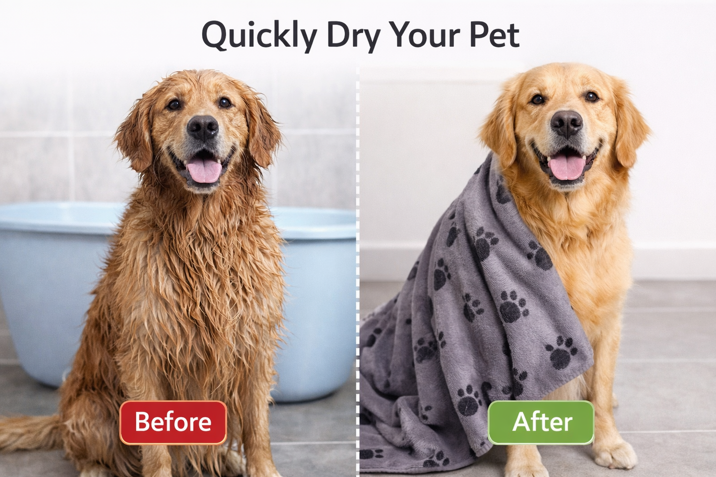 Microfiber Pet Towel 27 x 18 Inches – Super Absorbent Dog Drying Towel for Dogs and Cats, Soft & Quick Dry