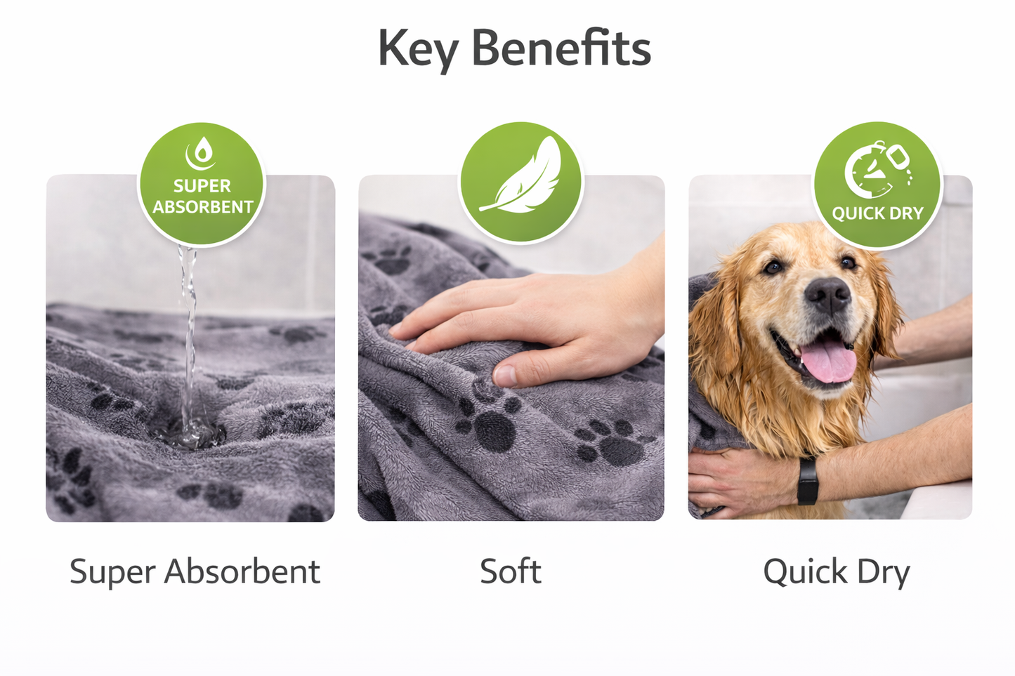 Microfiber Pet Towel 27 x 18 Inches – Super Absorbent Dog Drying Towel for Dogs and Cats, Soft & Quick Dry